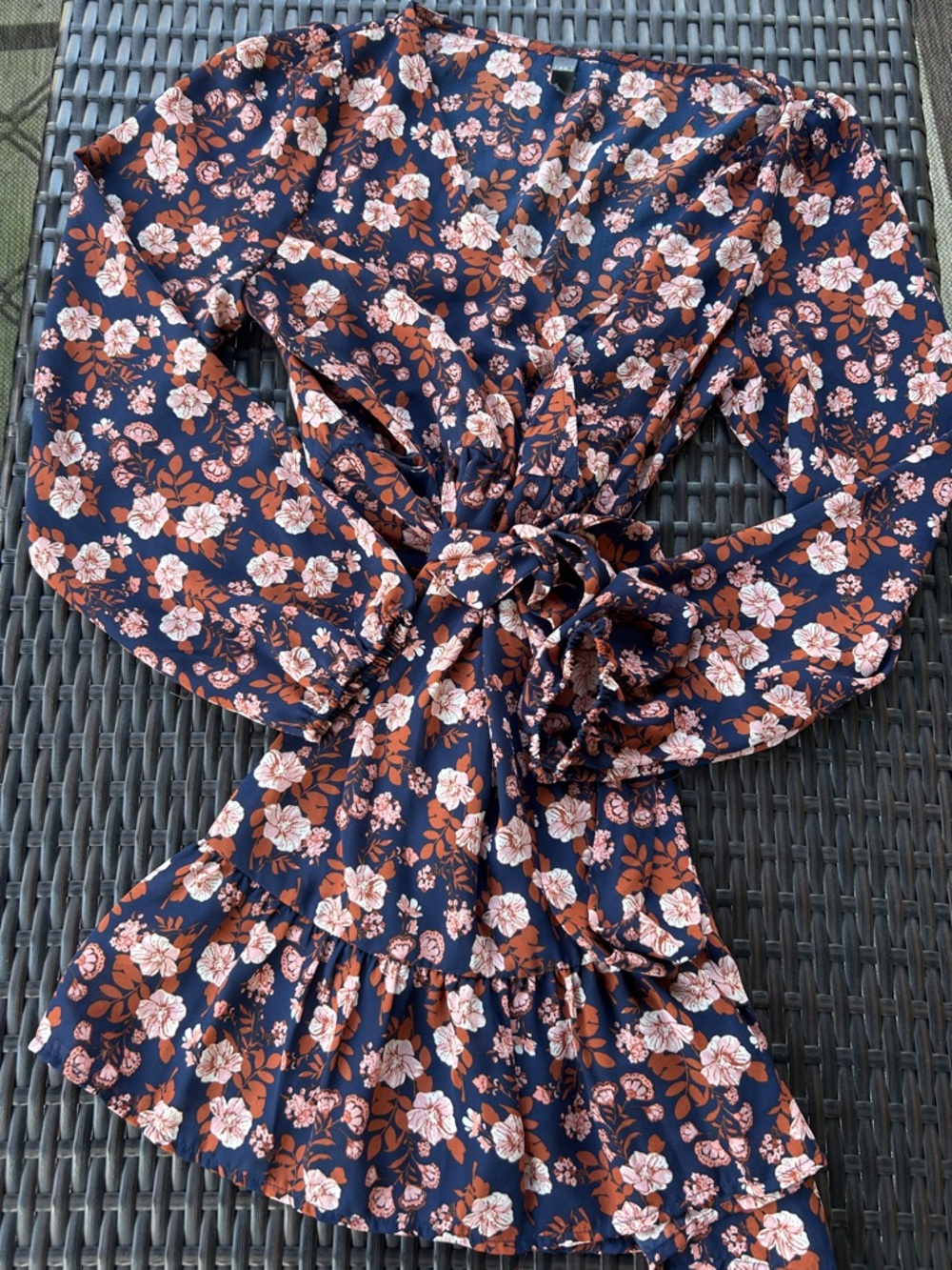Alya Navy Mini Dress with Pink and Rust Floral Print